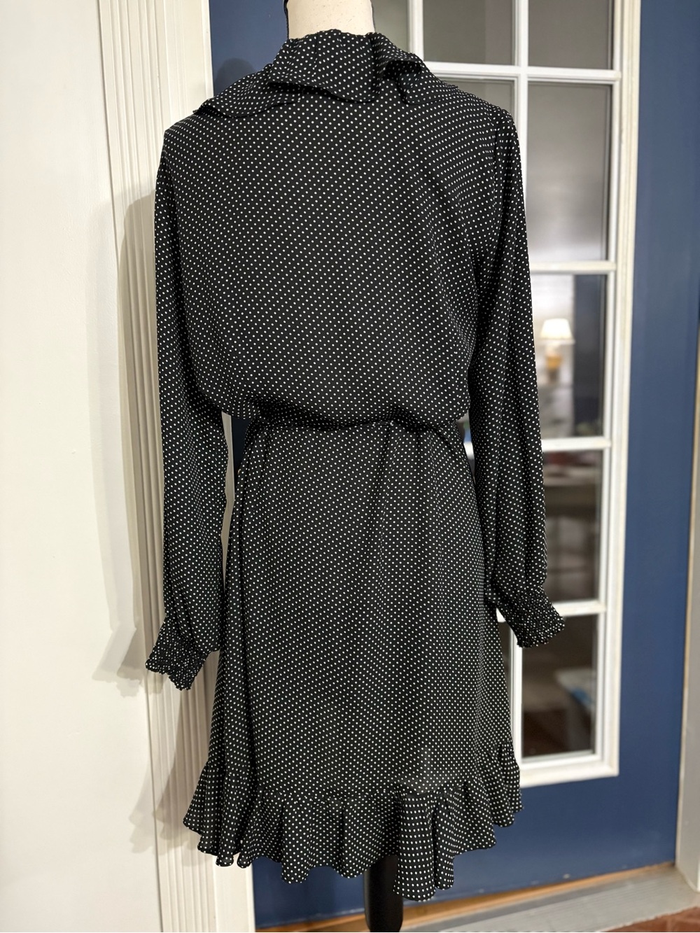 Just Female Hiro Black Polka Dot Ruffle Wrap Dress NWOT SIZE MEDIUM - Picture 6 of 11